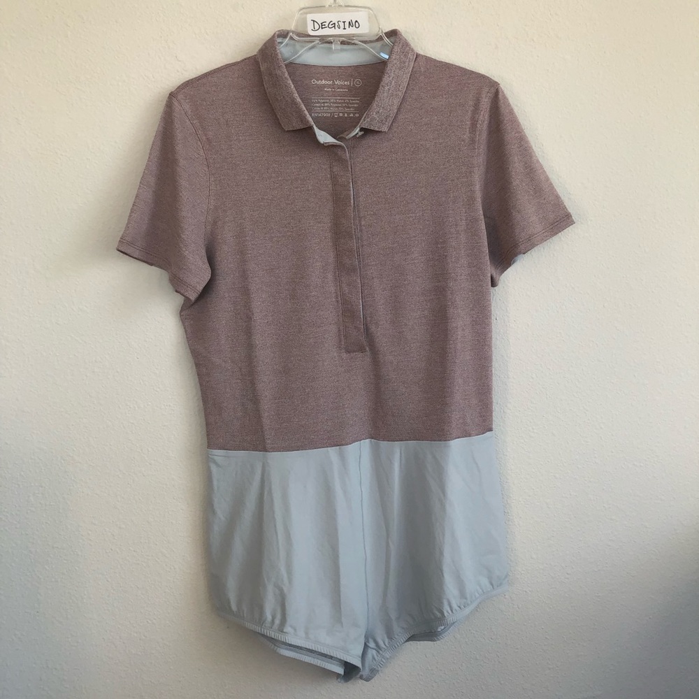 Outdoor Voices players polo short sleeve bodysuit